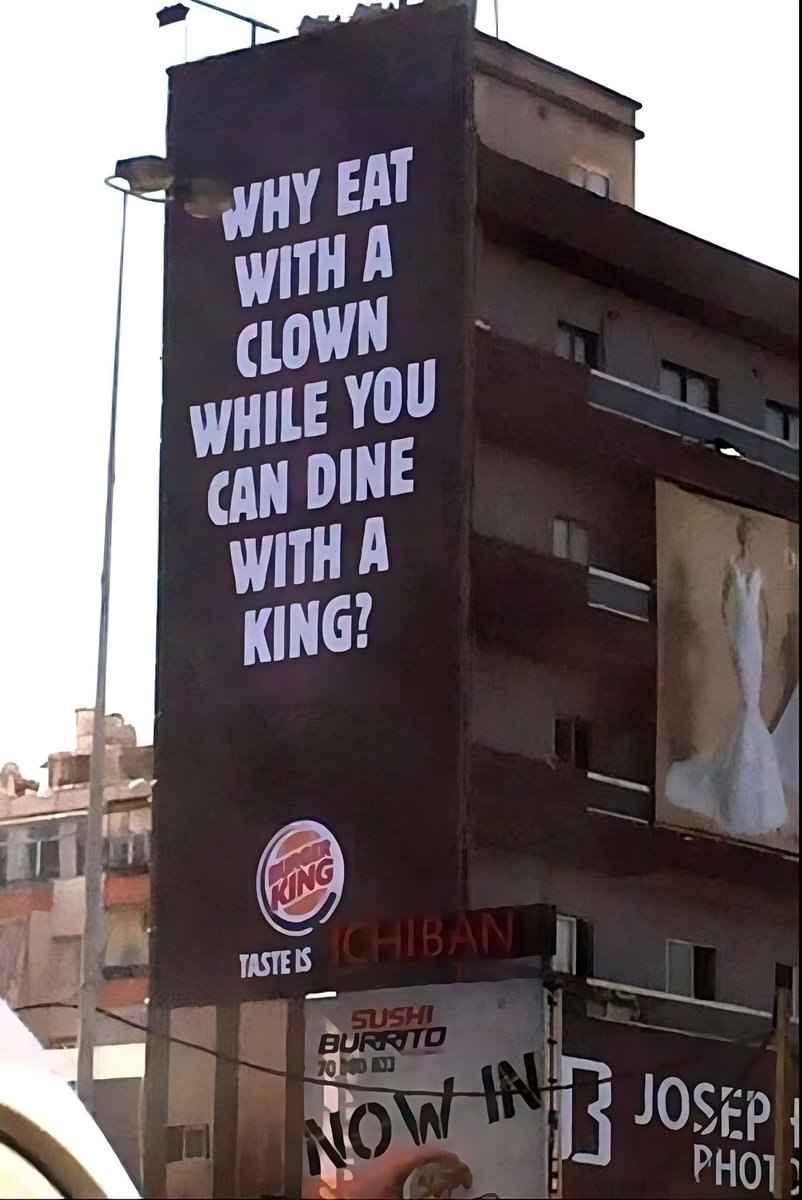 altGenie's tweet photo. Well done, Burger King. The fastfood chain of a clown is of course endorsed by a clown. https://t.co/d2w3c3rR4e