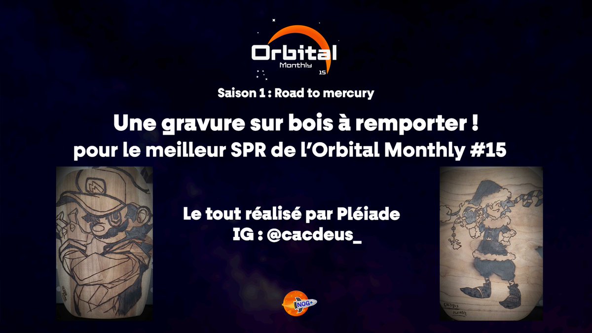 🎁 𝗨𝗻𝗲 𝗴𝗿𝗮𝘃𝘂𝗿𝗲 𝗮̀ 𝗿𝗲𝗺𝗽𝗼𝗿𝘁𝗲𝗿 ! 🎁

<a href="/CaCdeus/">Pléiade ➡️ SMASHMANIA</a> a le plaisir d’offrir une gravure personnalisée au joueur qui réalisera le meilleur SPR de l’Orbital Monthly #15 !

Les inscriptions ferment à 21h, dépêchez-vous ! 👇

🔗 start.gg/OM15