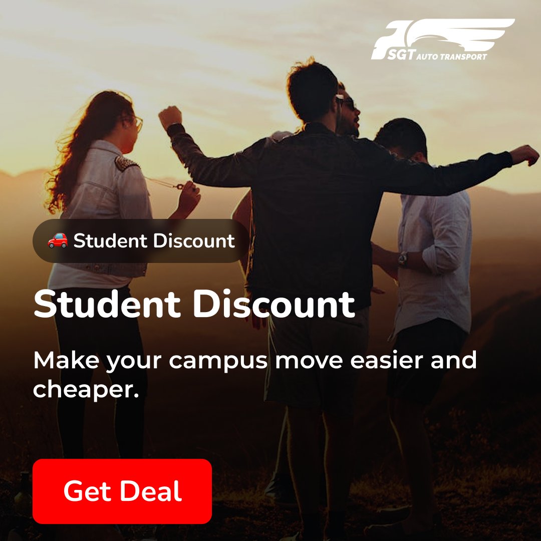sgt_auto's tweet image. Students, save on car shipping! 🎓
SGT Auto Transport offers a student discount to make your campus move easier - and cheaper.

Get the deal 👉 sgtautotransport.com/deals/student-…

#StudentDiscount #CollegeMove #CarShipping #SGTAutoTransport #BackToSchool #StudentLife
