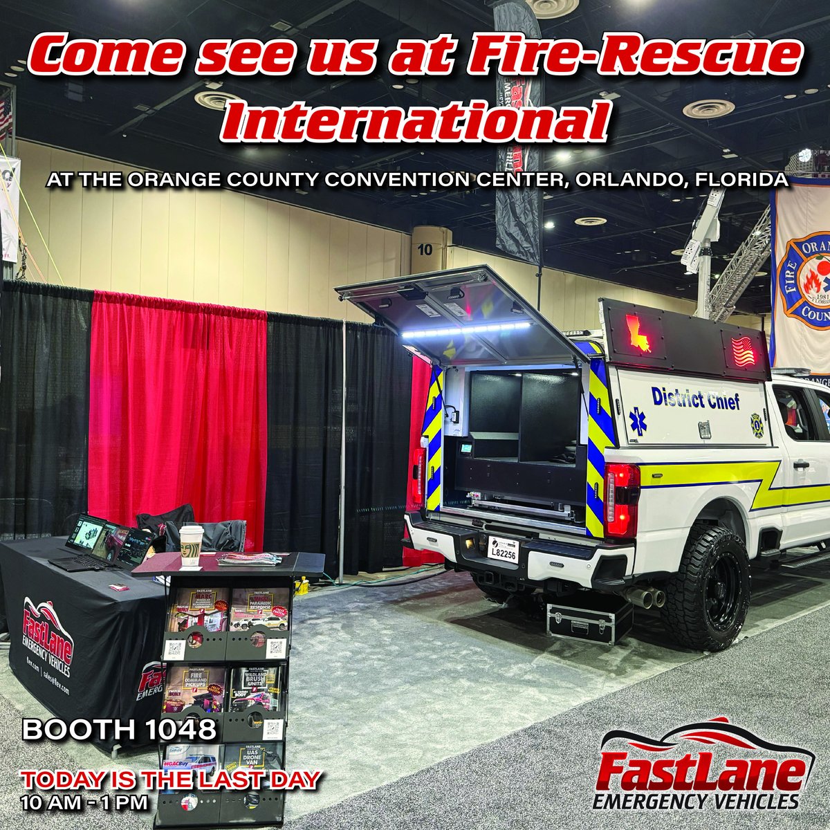 FASTLANE_EV's tweet photo. #Tradeshow - FastLane is at Fire-Rescue International 2025 in the Orange County Convention Center, Orlando, FL, in booth 1048. Stop by and talk to Drew and Ken about your perfect first responder vehicle! https://t.co/aF33QftYbw https://t.co/y6SupRz57e https://t.co/fiP1vAhULL
