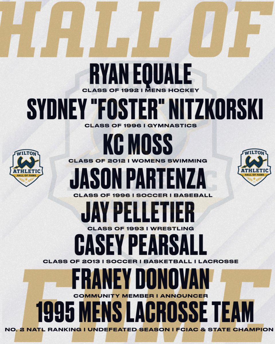 🚨 WILTON ATHLETIC HALL OF FAME RETURNS 🚨

After more than a decade, the Wilton Athletic Hall of Fame is back — and we are thrilled to announce the 2025 Induction Class! 🏆💙