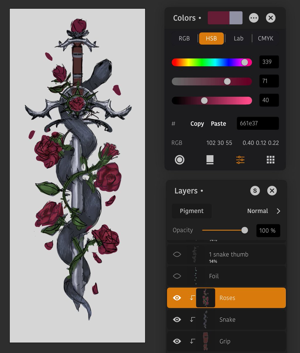 New upcoming bookmark! With silver foil this time 🌹🐍