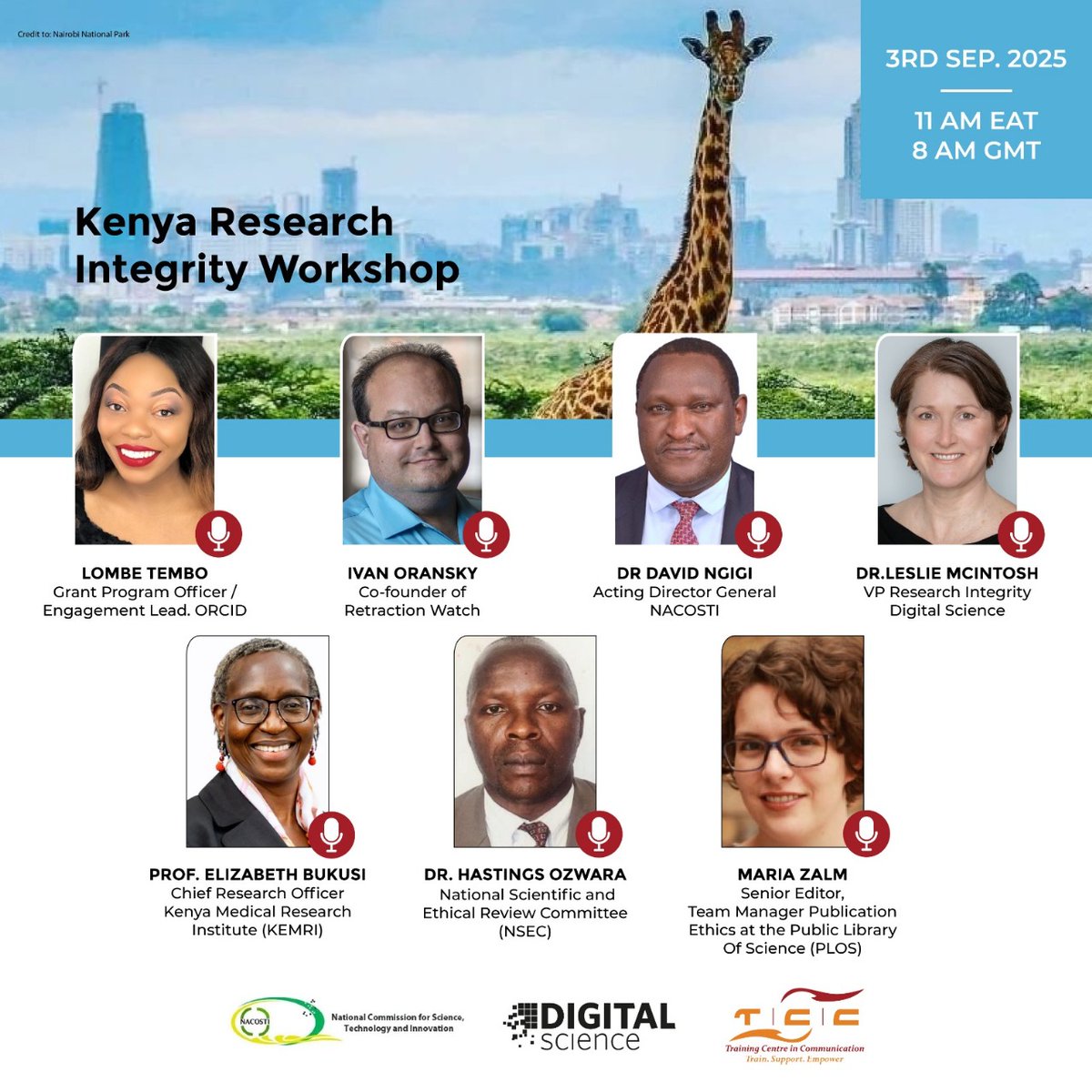 🎙 Meet the Speakers | Kenya Research Integrity Workshop

We’re excited to introduce our speakers for the upcoming Kenya Research Integrity Workshop—leading voices shaping the future of ethical and transparent research in Kenya and beyond!