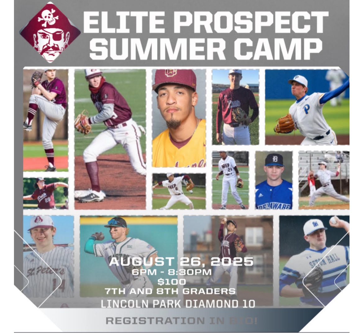 SPPBASEBALL's tweet photo. 📣 St. Peter’s Prep Baseball Prospect Camp
📅 Aug 26 | 🕕 6–8:30PM
📍 Lincoln Park Diamond 10, Jersey City
⚾ For 7th &amp; 8th graders | Coach Pat Laguerre &amp; staff

🎟️ Limited spots – sign up now: https://t.co/v30JWfcL0j https://t.co/Z8mg83Bv6x