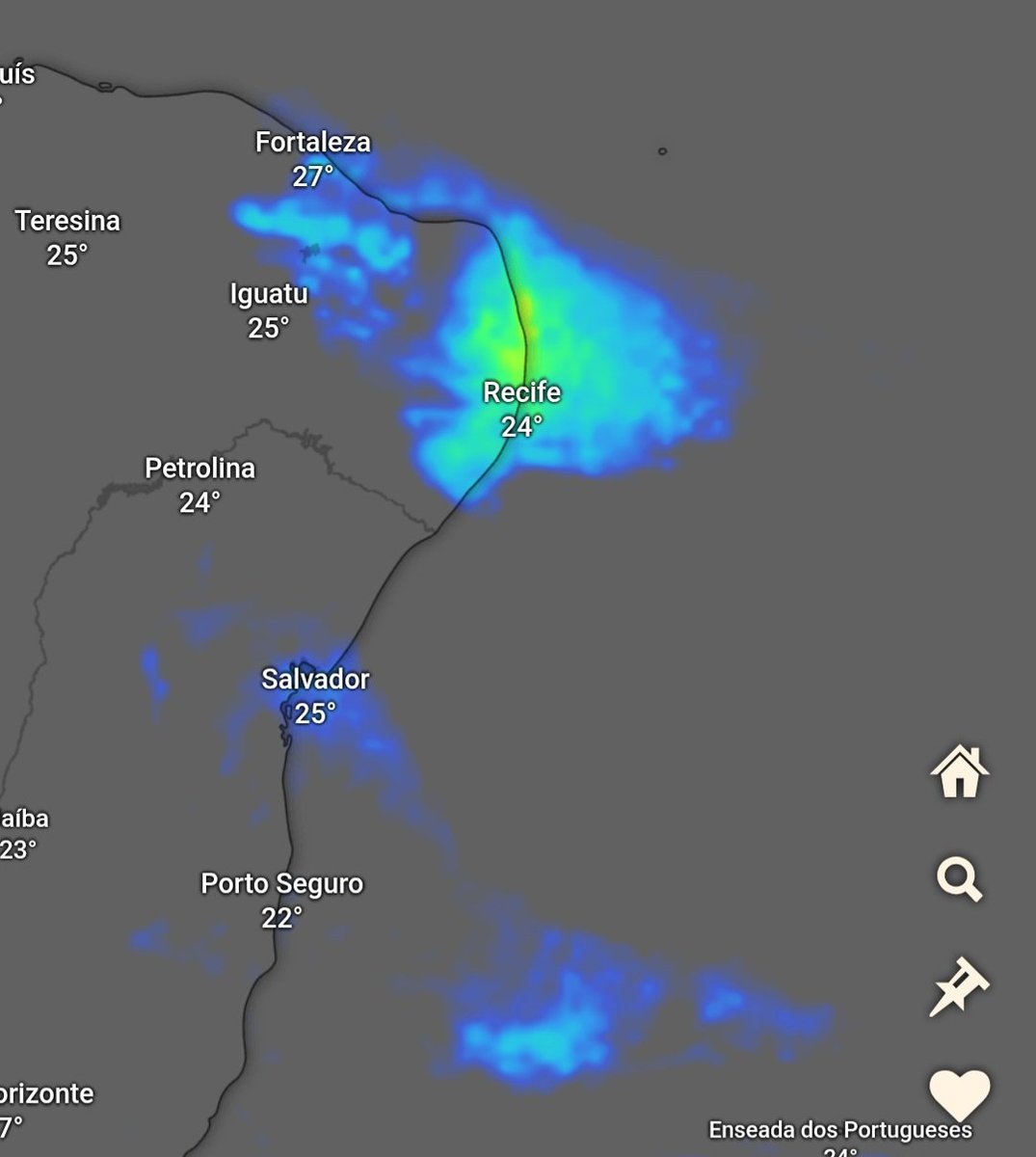 Dia de atenção no leste do Nordeste! Combinação de ventos soprando do mar em baixos níveis e difluência em altos níveis traz grandes acumulados de chuva pra região nesta sexta-feira! Chove o dia todo e os modelos indicam até 50 mm em algumas áreas.