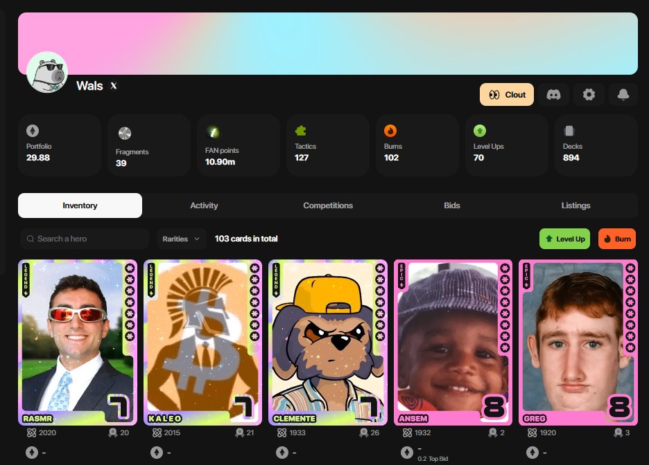 Story in 2 pics: see dates

<a href="/wals_eth/">Wals</a> is the ultimate <a href="/fantasy_top_/">fantasy.top</a>  degen

True determination

Bro didn't stop collecting for a year until he made a legendary after saying this😂