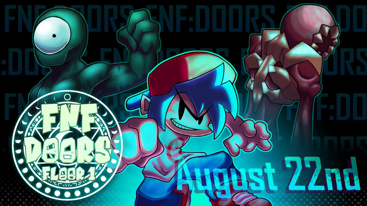 FNF_Doors's tweet image. Welcome to FNF: Doors Floor 1!

The first FNF Mod to encourage true replayability.
- 44 Playable Songs + 9 Hell Mixes
- A point &amp;amp; click adventure through The Hotel
- Even more...

AND IT'S ALL RELEASING...
ON AUGUST 22ND!