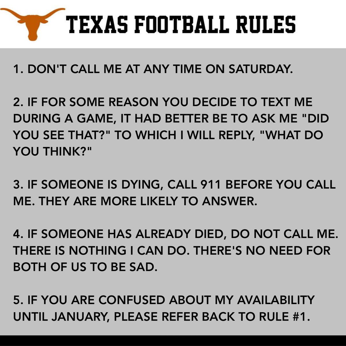 I shouldn’t have to, but providing clarity for football season.