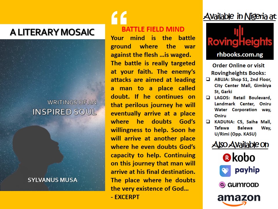 AmazingSly's tweet photo. #BattleFieldMind
A Literary Mosaic - Writings of an Inspired Soul
#RovingheightsBooks
#AmazonBooks
#Gumroad
#Kobo https://t.co/wBNvITyTJu