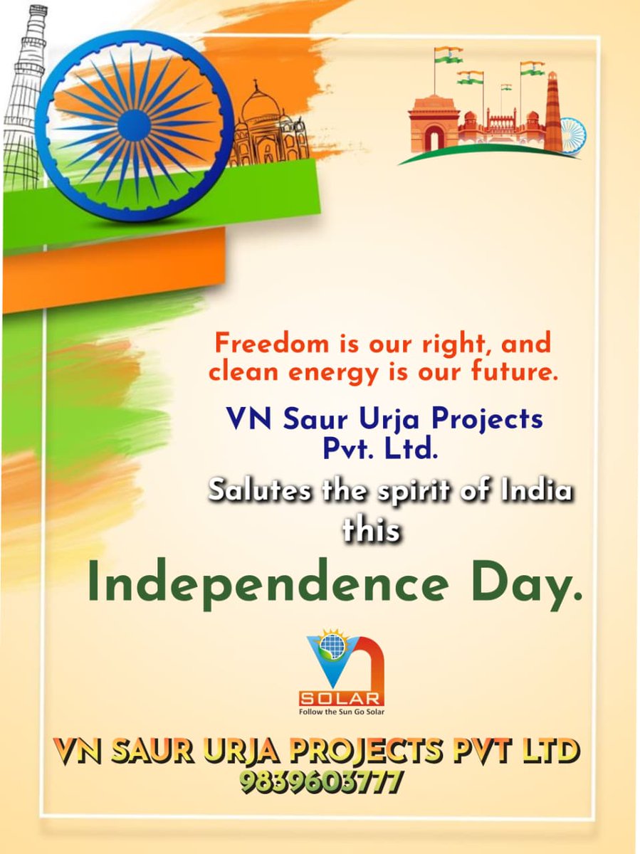 VNSolarPower_'s tweet photo. आप सभी को स्वतंत्रता दिवस की हार्दिक शुभकामनाएं @suryakantvsnl @niraj_bajpai @avanindra43 @UPNEDA_Agency @mnreindia https://t.co/gMsjsw3gK8