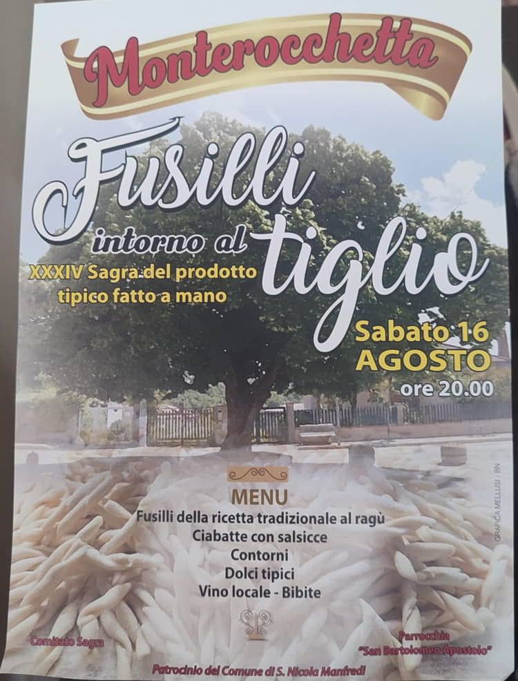 Fusilli intorno al Tiglio – XXXIV Sagra del prodotto tipico fatto a Mano – Monterocchetta – 2025 dovesivaquestasera.it/eventi/fusilli…