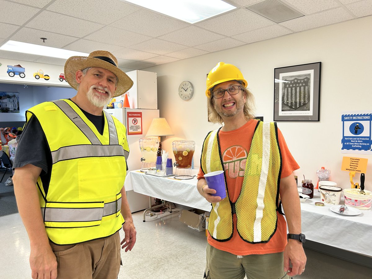 This past week we celebrated ConstructionFest. Why ConstructionFest?
1. our all-school revue this year is called Work With Your Hands, an homage to the skilled crafts and jobs of the trades and
2. Plank Road (the actual road) has been under construction alllllll summer long.