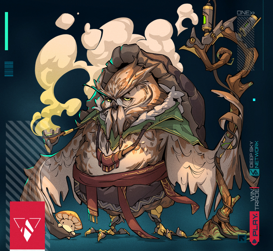 Hoot hovers above silent ruins, shield-wings unfurled. He never strikes, yet every hostile pulse splinters against the luminous weave of his feathers. When danger nears, he descends, walling Glitches with a bulwark of air and loyalty. His muted call reminds: true power rests in a