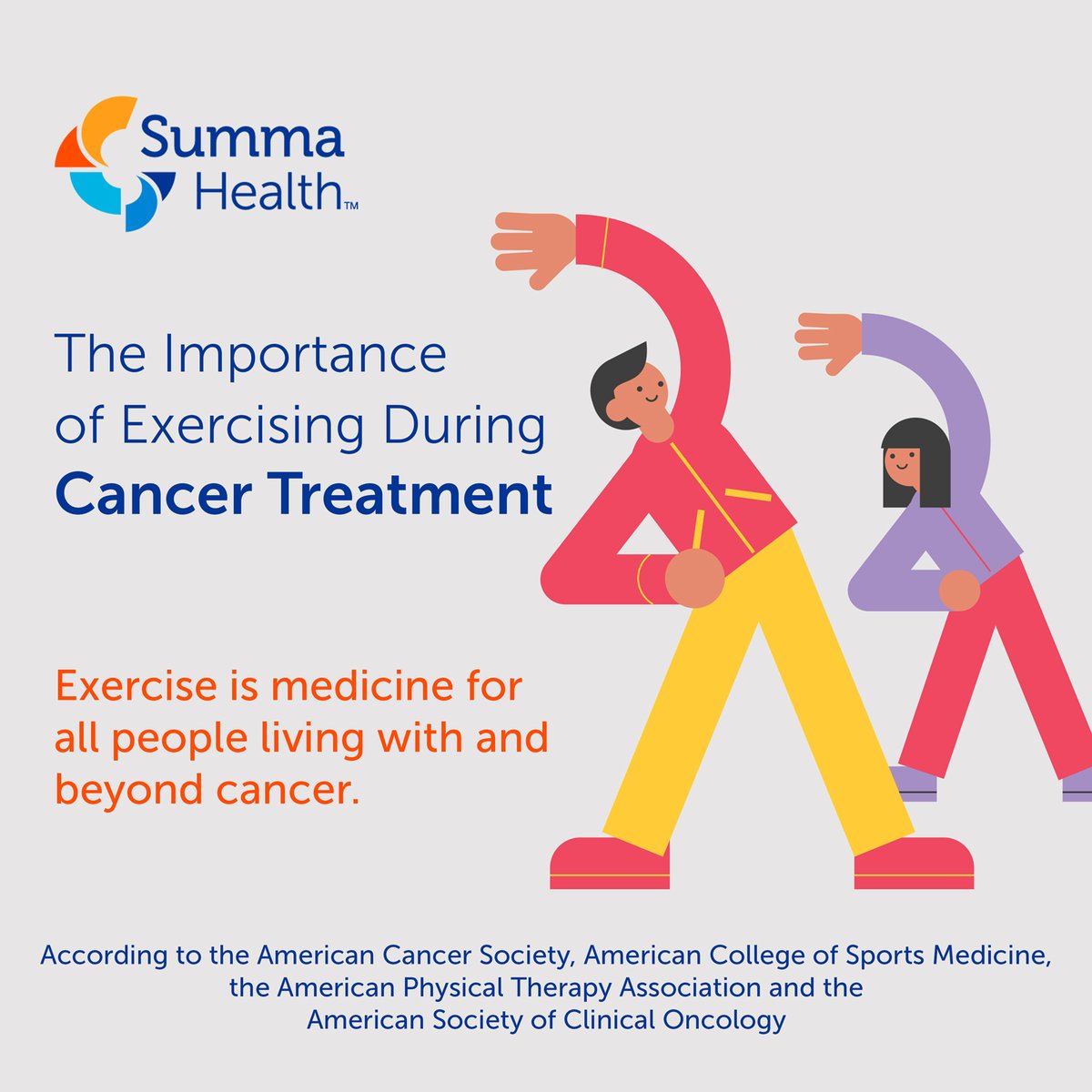 SummaHealth's tweet image. You’re stronger than cancer, and movement can help prove it. 💪 Staying active during treatment boosts energy, mood and recovery. Check with your care team and keep moving your way!

#ExerciseBenefits #CancerJourney #OncologyCare