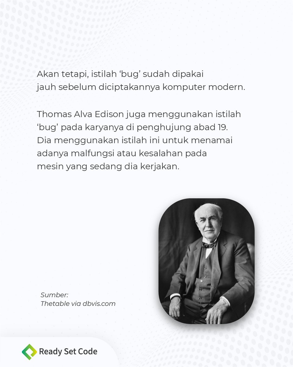 readysetcodeid's tweet image. Inilah alasan kenapa bug pada programming disebut &apos;bug&apos;

#coding #programming #readysetcode