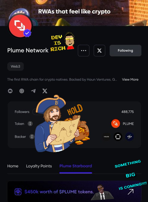 OssyCrypto's tweet photo. Plume, ilk RWA zinciri olarak @Galxe için 450.000 dolar değerinde @plumenetwork token’ı sunuyor.
Büyük ödül!🎁
Yavaş ama emin adımlarla ilerliyorum. On binlerce kişi arasından 198. sırada olmak güzel, ama #Ossy için yeterli değil!
Evet, bu bir yarışma. Yarışmada kazanırsam, kazandığım ödülün bir kısmını bana destek olan takipçilerime #Plume olarak hediye edeceğim, güzel insanlar. 🧡
#OssyPlume
https://t.co/tDPrbYc89J
