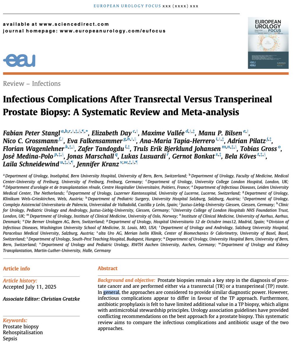 MedinaPolo (@jmedinapolo) on Twitter photo Happy to share the Systematic Review and Meta-analysis Infectious Complications After Transrectal Versus Transperineal Prostate Biopsy led by <a href="/StanglFabian/">Fabian Stangl</a> <a href="/ESIUeau/">ESIU - EAU Section of Infections in Urology</a> <a href="/EurUrolFocus/">Eur Urol Focus</a> Available on sciencedirect.com/science/articl… Happy to share the Systematic Review and Meta-analysis Infectious Complications After Transrectal Versus Transperineal Prostate Biopsy led by <a href="/StanglFabian/">Fabian Stangl</a> <a href="/ESIUeau/">ESIU - EAU Section of Infections in Urology</a> <a href="/EurUrolFocus/">Eur Urol Focus</a> Available on sciencedirect.com/science/articl…