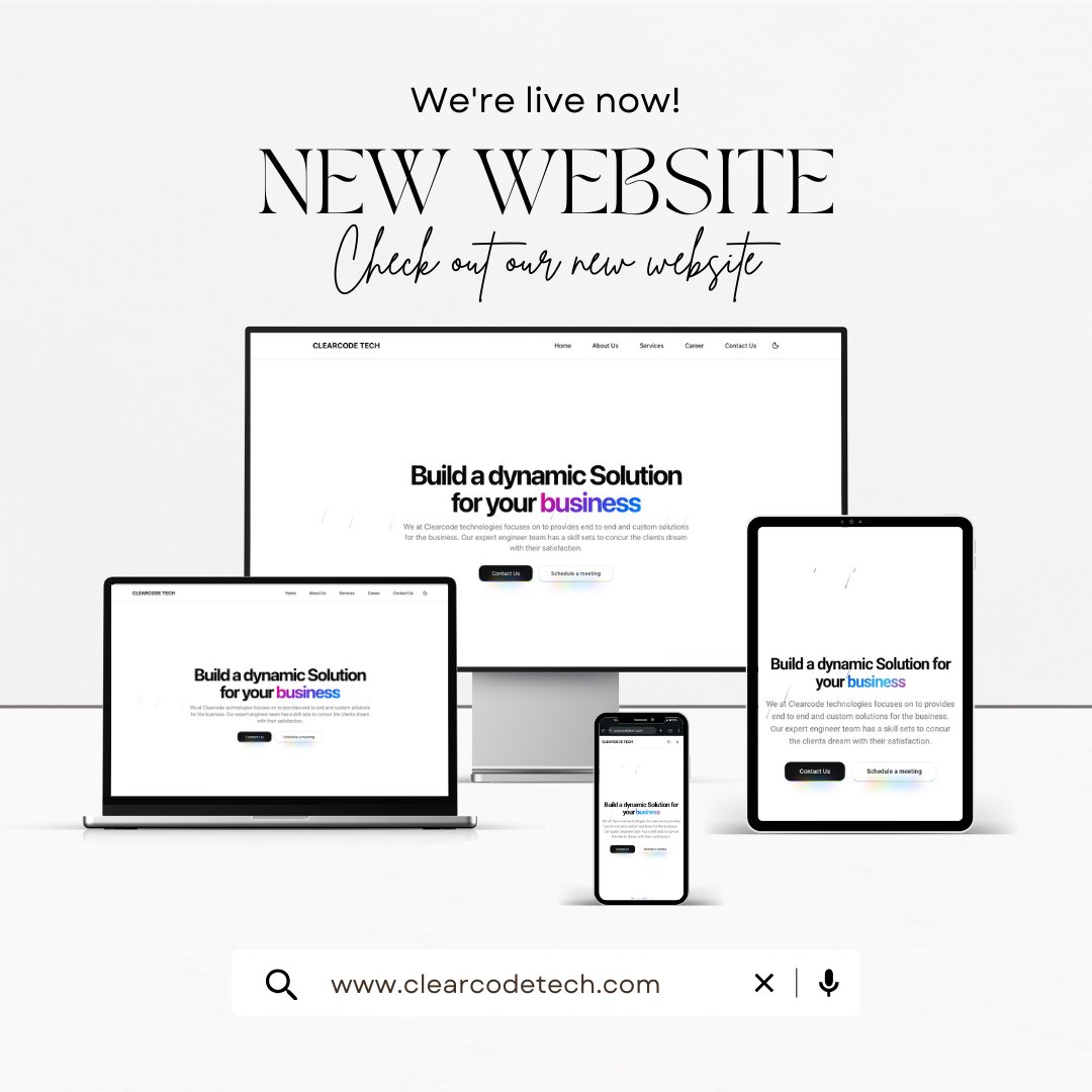 ClearcodeTech's tweet image. 🚀 Our new website is LIVE!
Fresh design. Faster navigation. Better experience.
Check it out now 👉 clearcodetech.com
#NewWebsite #LaunchDay #WeAreLive #BusinessGrowth