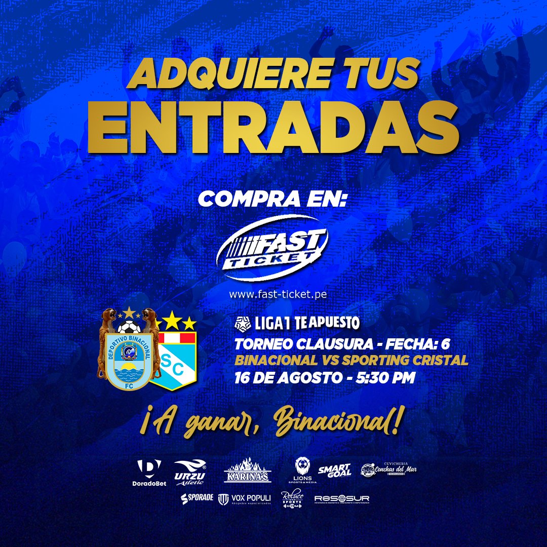 🎟️ ¡𝐂𝐎𝐌𝐏𝐑𝐀 𝐓𝐔 𝐄𝐍𝐓𝐑𝐀𝐃𝐀 𝐎𝐍𝐋𝐈𝐍𝐄!
𝑵𝒐 𝒉𝒂𝒈𝒂𝒔 𝒄𝒐𝒍𝒂 𝒏𝒊 𝒕𝒆 𝒂𝒓𝒓𝒊𝒆𝒔𝒈𝒖𝒆𝒔 𝒂 𝒒𝒖𝒆𝒅𝒂𝒓𝒕𝒆 𝒔𝒊𝒏 𝒍𝒖𝒈𝒂𝒓.

📲 Ingresa a acortar.link/5h9adq y asegura tu entrada. Estés donde estés, te esperamos en el Briceño.

#DaleBi #PorElSur 💪💪🔵⚪