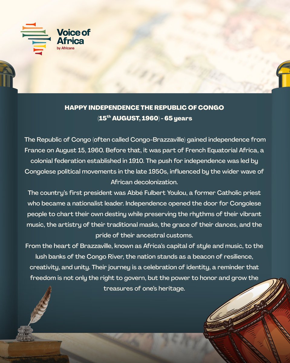 voice_ofafrica's tweet photo. 🇨🇩 Today we celebrate the spirit, resilience, and freedom of the Congolese people. Happy Independence Day, DR Congo! ✊🏿💙❤️💛
#CongoIndependence
#africabyafricans
#voiceofafrica #PrideOfAfrica #AfricaUnites https://t.co/iersrl0RKu
