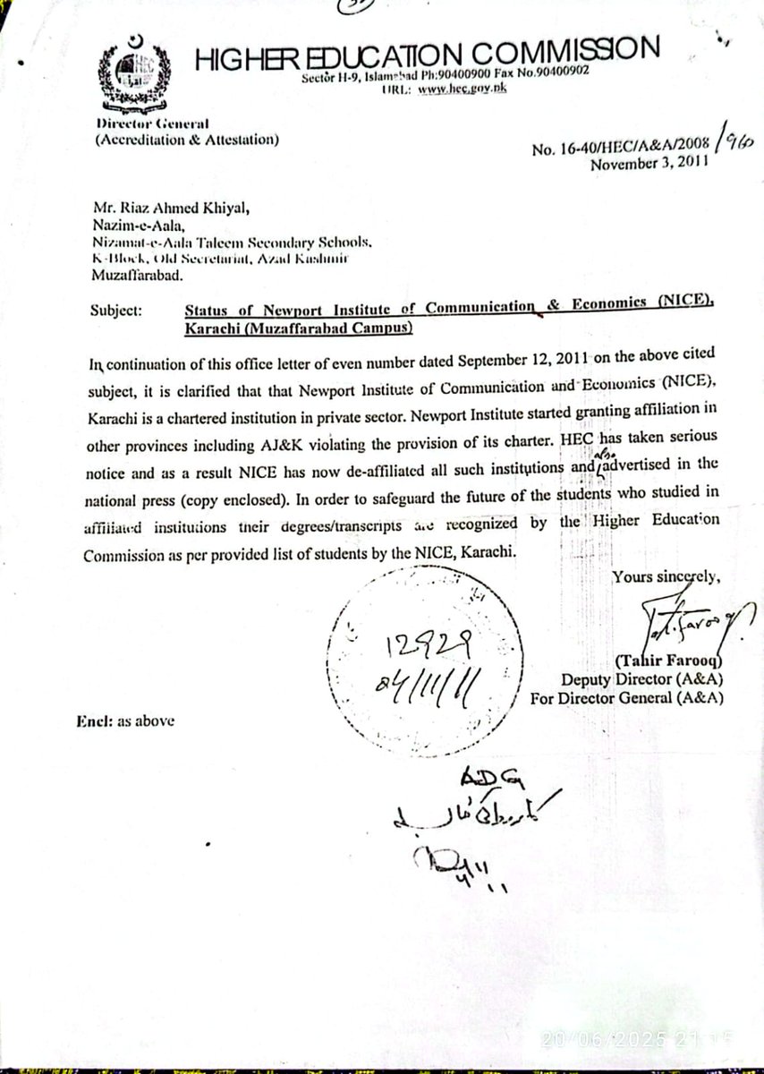 <a href="/BeenishSaleem/">Beenish Saleem</a> 
Respected Beenish sahiba 54000 student's future is on stake due to non verification of their degrees. The national education committee and Ombudsman clearly directed for verification of degrees. The HEC also issued a policy letter to safeguard the future future.