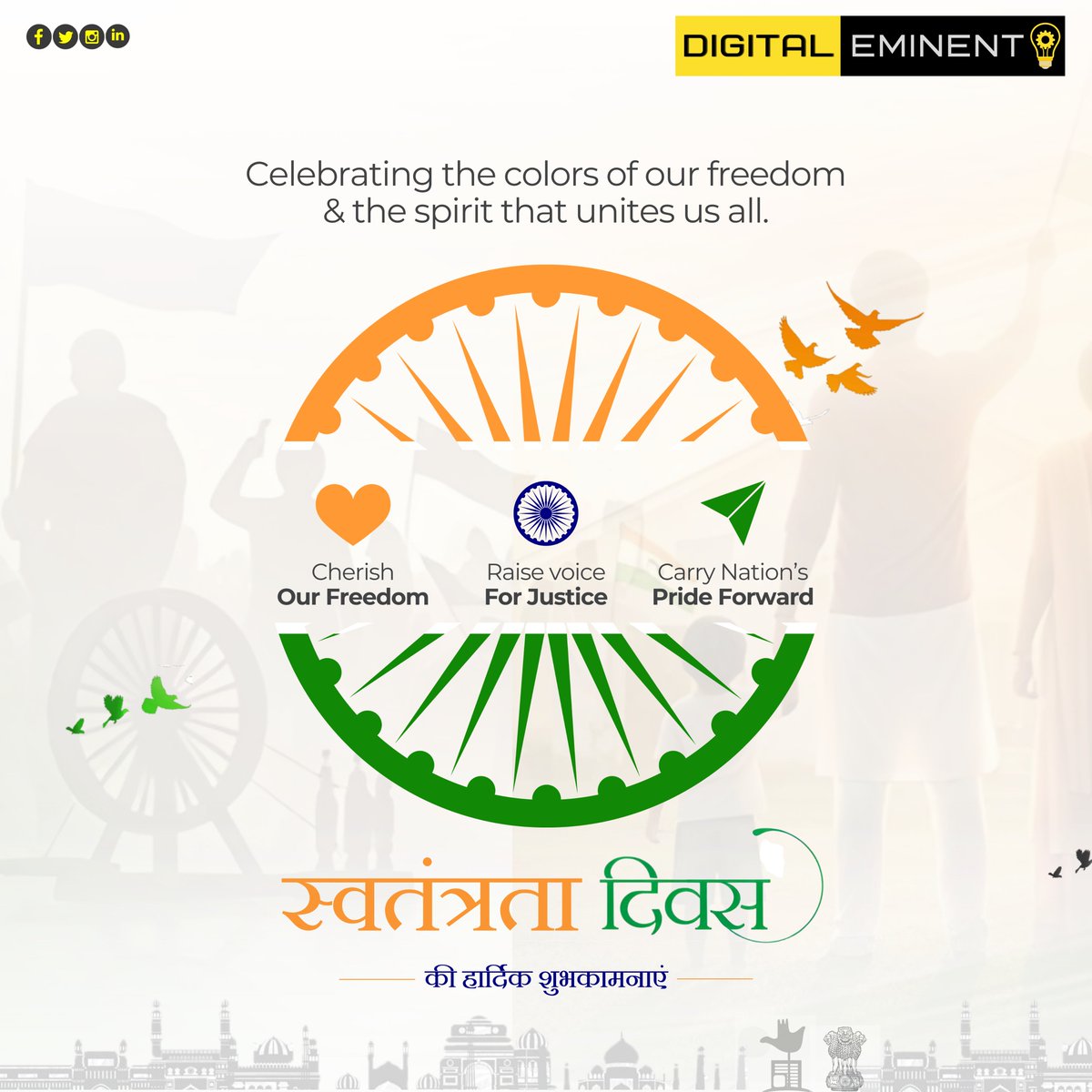 DigitalEminent's tweet photo. Celebrating the spirit of freedom and the power of digital transformation.
This #IndependenceDay2025, let’s create, innovate, and grow, without boundaries! 

#IndependenceDay #ProudIndian #FreedomToCreate #NayaBharat #ProudToBeIndian #HarGharTiranga #jaiHindi #IndependenceDay2025 https://t.co/SM0U6wswpe