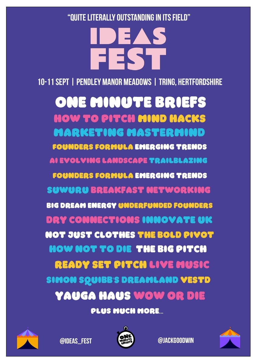 Jack (@jackgoodwin) on Twitter photo My <a href="/OneMinuteBriefs/">One Minute Briefs ⏱️</a> brief of the day entry!
A music line-up inspired poster for <a href="/ideas_fest/">Ideas Fest</a> – the Glastonbury of the business world! 🌟
#IdeasFest2025 My <a href="/OneMinuteBriefs/">One Minute Briefs ⏱️</a> brief of the day entry!
A music line-up inspired poster for <a href="/ideas_fest/">Ideas Fest</a> – the Glastonbury of the business world! 🌟
#IdeasFest2025