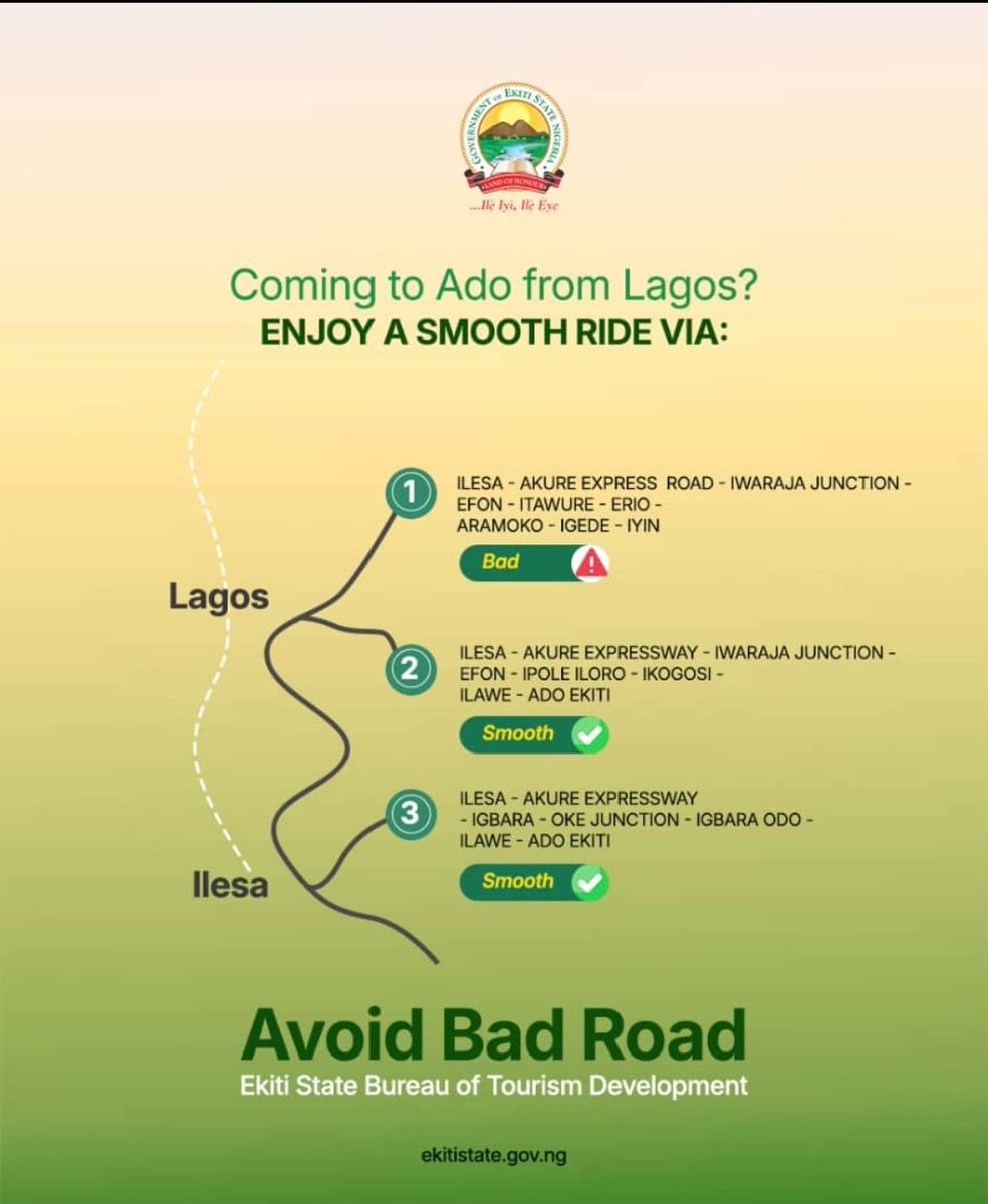 Coming to Ado from Lagos?
Enjoy a smooth ride via: 👇