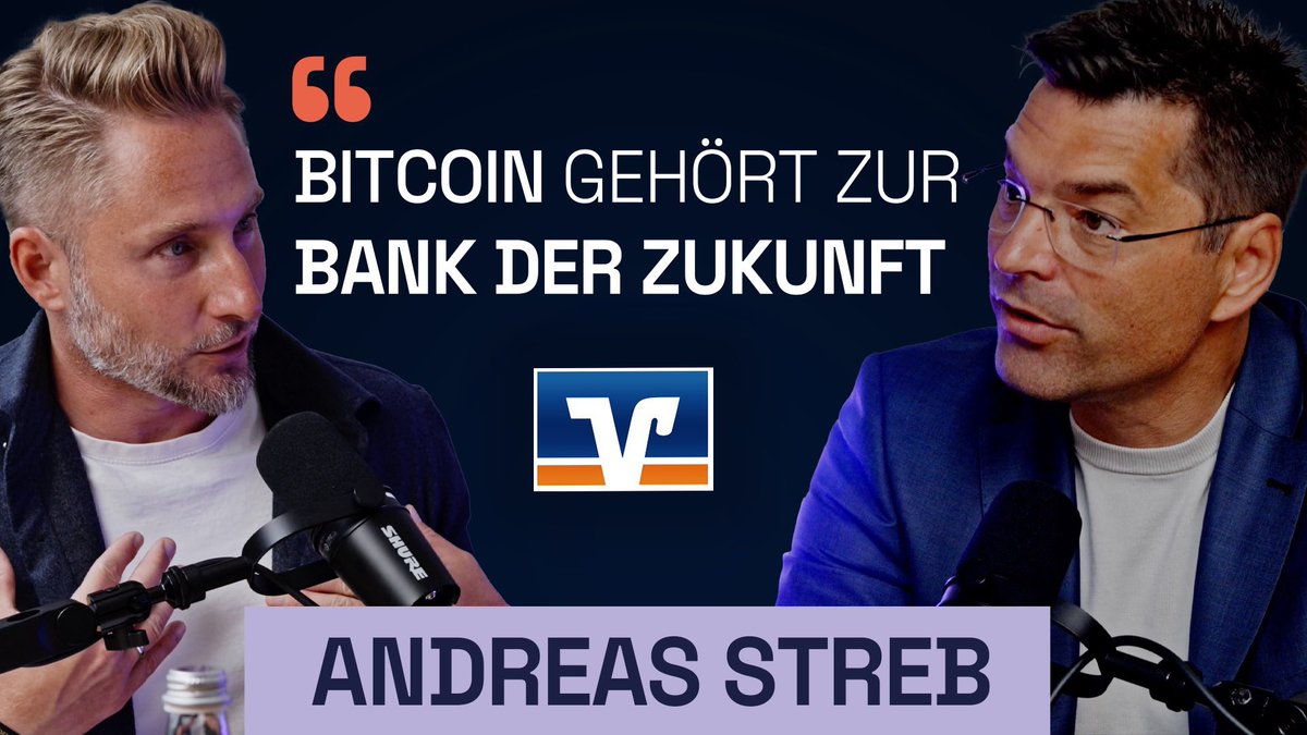 VR_BayernMitte2's tweet photo. Unser Vorstandsvorsitzender Andreas
Streb (@andreas_streb) im Terahash
Talk mit Kris Kläger
(@Terahash_Calee) über #Bitcoin in Banken.
Jetzt reinhören!
@terahash_space 
Werden weitere Volksbanken folgen und #Bitcoin einführen?00
Die Antwort gibt's im neuen Terahash Talk mit https://t.co/b0lRMyoENs