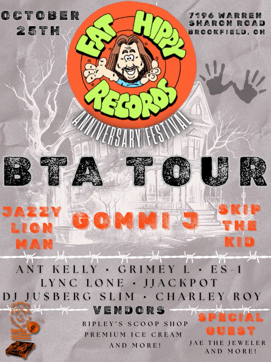 Fat Hippy Records (@fathippyohio) on Twitter photo Take a damn road trip and come thru! This will be a historic event for ughh in OH/PA! Fat Hippy Records’ 3rd Anniversary Fest! Poster by GOMMi J
<a href="/Jazzylionman/">Jazzy 🦁</a> <a href="/skipthekid80/">Skip The Kid</a> <a href="/lynclone/">LYNC LONE</a> <a href="/Raiuchi_Kaiser/">Charley Roy Urameshi</a> <a href="/GrimeyRepublik/">grimey L</a> <a href="/JaeTheJeweler/">Jae_The_Jeweler</a> Take a damn road trip and come thru! This will be a historic event for ughh in OH/PA! Fat Hippy Records’ 3rd Anniversary Fest! Poster by GOMMi J
<a href="/Jazzylionman/">Jazzy 🦁</a> <a href="/skipthekid80/">Skip The Kid</a> <a href="/lynclone/">LYNC LONE</a> <a href="/Raiuchi_Kaiser/">Charley Roy Urameshi</a> <a href="/GrimeyRepublik/">grimey L</a> <a href="/JaeTheJeweler/">Jae_The_Jeweler</a>