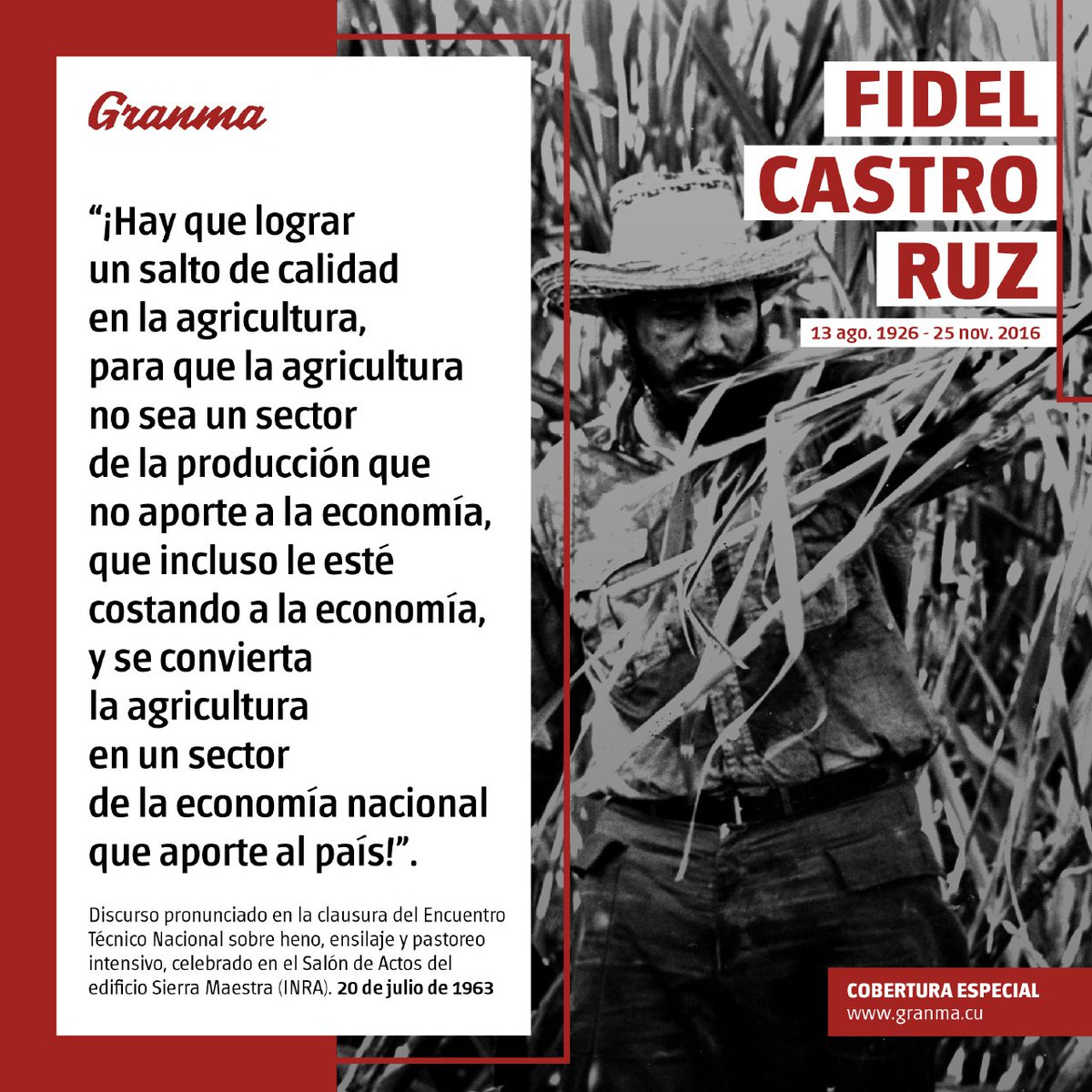 ✊🇨🇺 Cuando uno habla de #Fidel lo hace para convocar al mejor de los futuros –y presentes– que, más que merecerlo, necesitamos, reclamamos y estamos dispuestos a hacer.
#100AñosConFidel 
#FidelPorSiempre