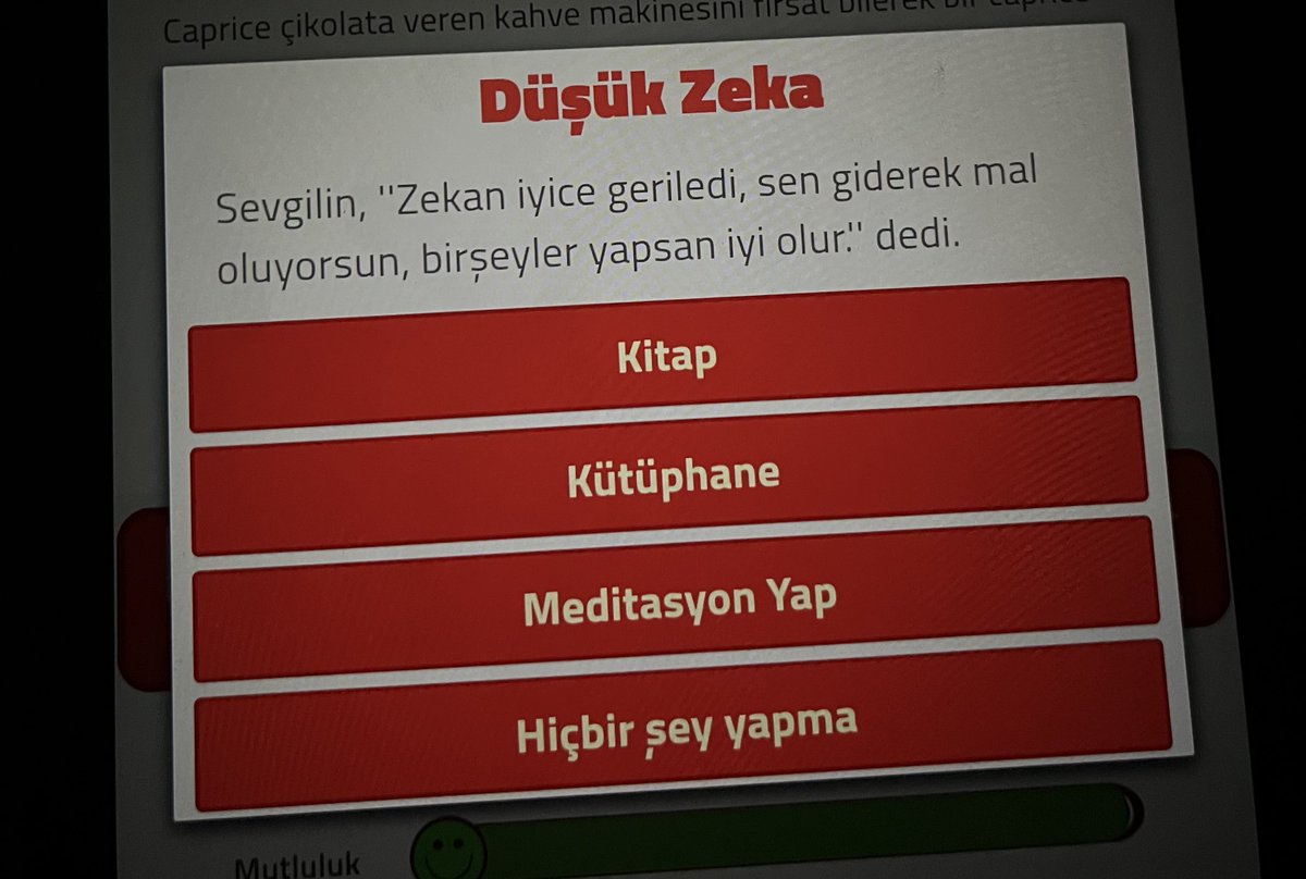 modapolisSy's tweet image. tc simulasyonu oyununda ZEKA GERİLİGİNDEN oldum dun gece.. elbisemi yirttim ne kadar kitap okuduysam olmadi. kocam faik bana mal diyip durdu ama ayrilmak istedigimde biz ayrilamayaiz dedi. esim dostum da hakkini helal etmemis hayatimda boyle asagilanmamistim