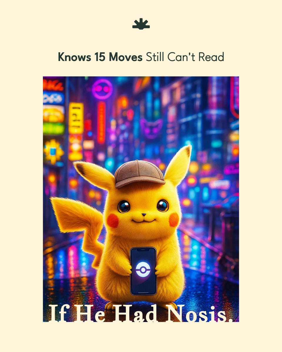 app_nosis's tweet photo. Knows 15 moves. Still can’t read.
If Pikachu had Nosis, he’d be shocking in more ways than one. ⚡📚
#IfHeHadNosis #Pokémon #NosisApp https://t.co/SKWPAf267h