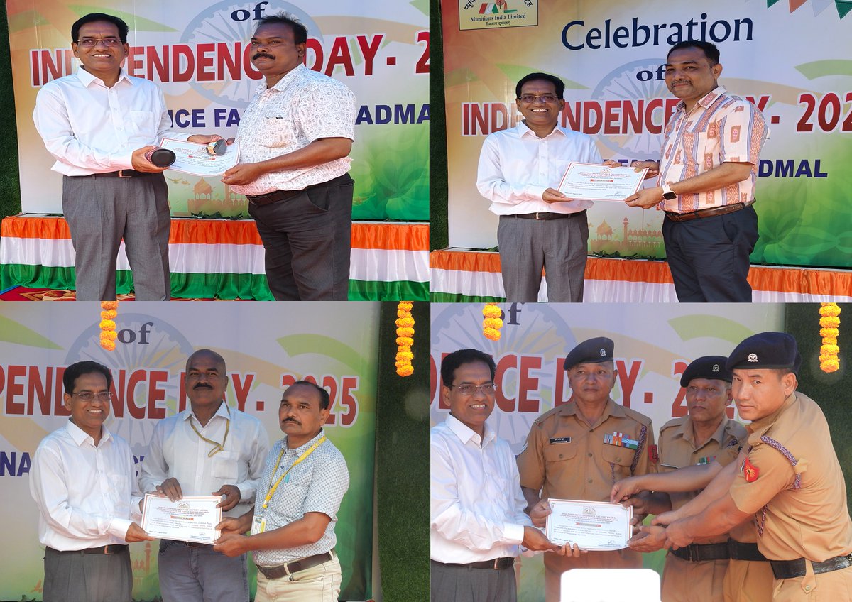 “79th INDEPENDENCE DAY CELEBRATION”

79th Independence Day was celebrated at OFBL with hoisting of the National Flag by Shri P K Dash, CGM, OFBL in Admin Complex. Wrist Watch &amp; Cash Awards were given to Employees and Contract Workers during the celebration. 
<a href="/IndiaMunitions/">Munitions India Limited (MIL)</a>