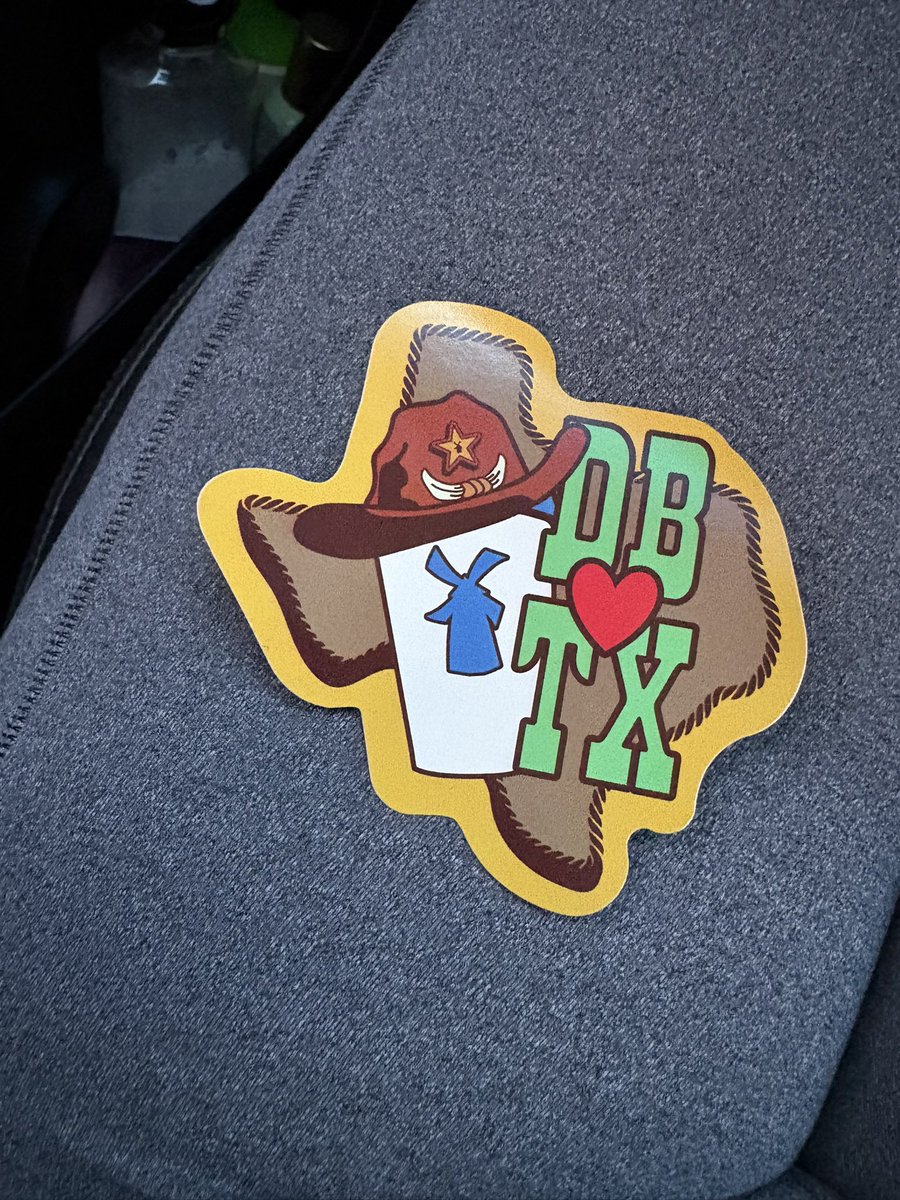 MikCzaLei's tweet image. Sticker drop day! Dutch Bros Foundation is donating $1
for every drink sold to the Texas Red Cross to support relief efforts. Only at Texas shops.  Thinking of those affected in Kerrville. Of course I got my coffee. I also low key love the stickers 🤭#Dutchbros #Stickerdrop