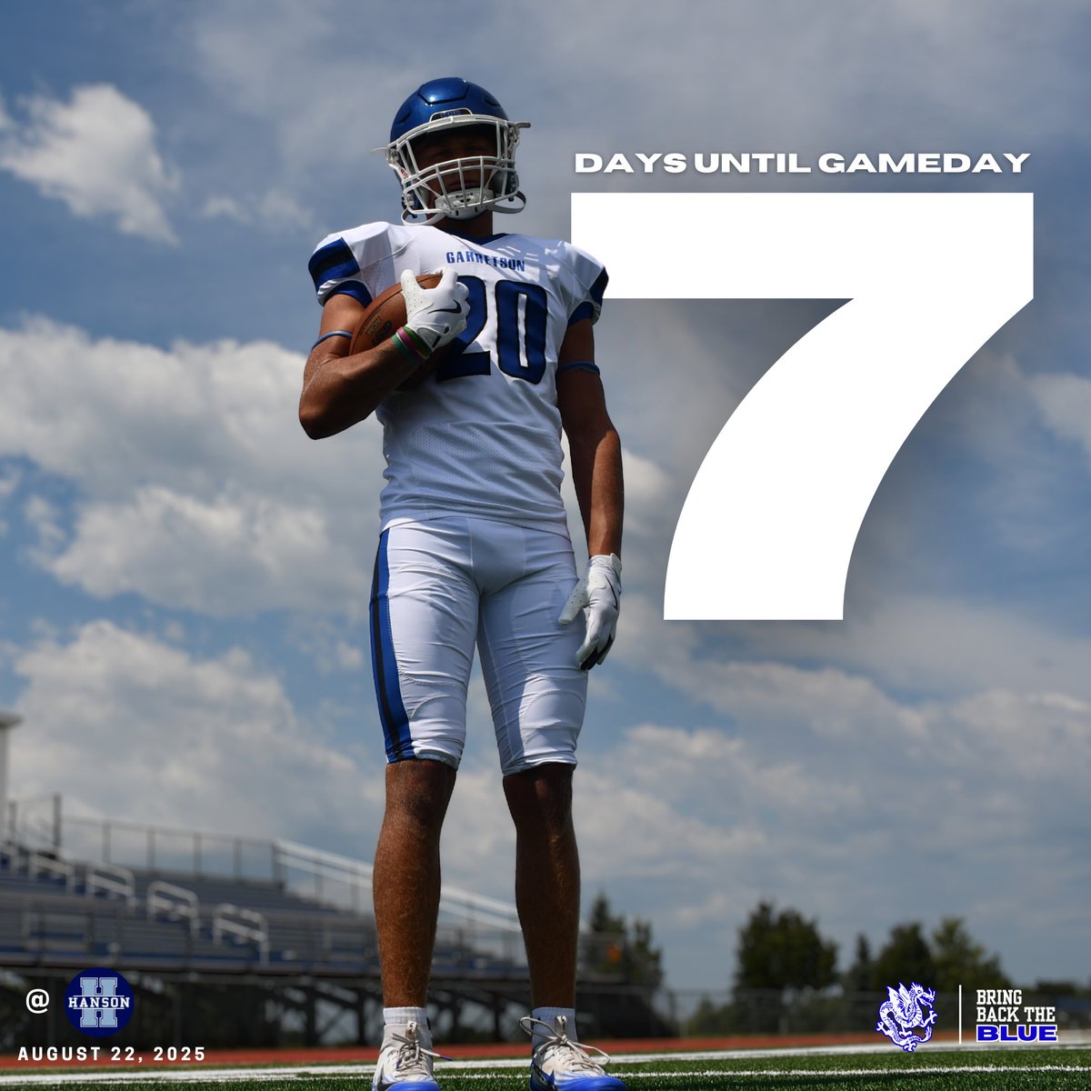 🔵 THE COUNTDOWN 🔵

🗓️ 7 days until gameday
📍 @ Hanson
⏰ Friday, August 22

#BlueDragonFootball | #GarretsonPride | #BringBackTheBLUE