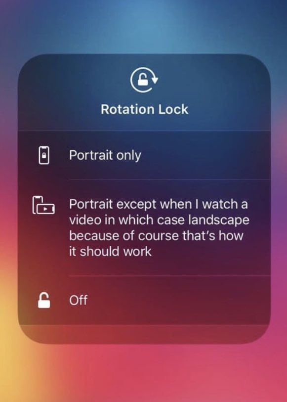 How rotation lock should work