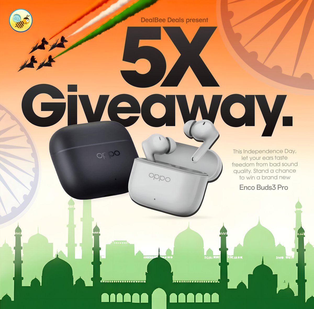 DealBee Deals (@dealbeeofficial) on Twitter photo ๐ฎ๐ณ ๐๐ก๐๐๐ฃ๐๐ก๐๐๐ก๐๐ ๐๐๐ฌ ๐ฆ๐ฃ๐๐๐๐๐ ๐๐๐ฉ๐๐๐ช๐๐ฌ ๐ฎ๐ณ
#DealBeeGiveAway
We're giving away the newly launched OPPO Enco Buds 3 Pro to 5 lucky winners!
To enter:
1. Follow <a href="/DealBeeOfficial/">DealBee Deals</a>
2. RT this post.
Keeping it simple. Best of luck! ๐ฎ๐ณ ๐๐ก๐๐๐ฃ๐๐ก๐๐๐ก๐๐ ๐๐๐ฌ ๐ฆ๐ฃ๐๐๐๐๐ ๐๐๐ฉ๐๐๐ช๐๐ฌ ๐ฎ๐ณ
#DealBeeGiveAway
We're giving away the newly launched OPPO Enco Buds 3 Pro to 5 lucky winners!
To enter:
1. Follow <a href="/DealBeeOfficial/">DealBee Deals</a>
2. RT this post.
Keeping it simple. Best of luck!