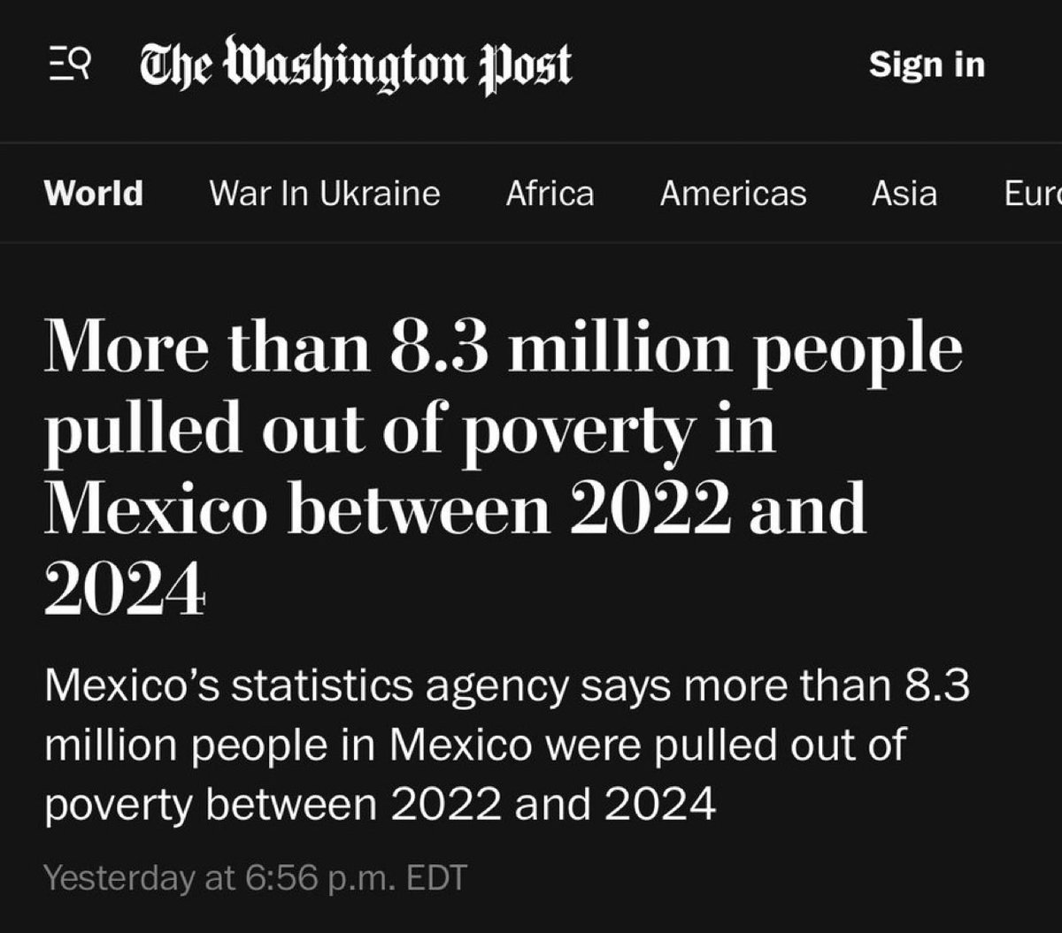 It’s not impossible.

But Competence, Commitment and Effective Policy required.

&lt;“More than 8.3 million people pulled out of poverty in Mexico between 2022 and 2024”- The Washington Post&gt;
👇