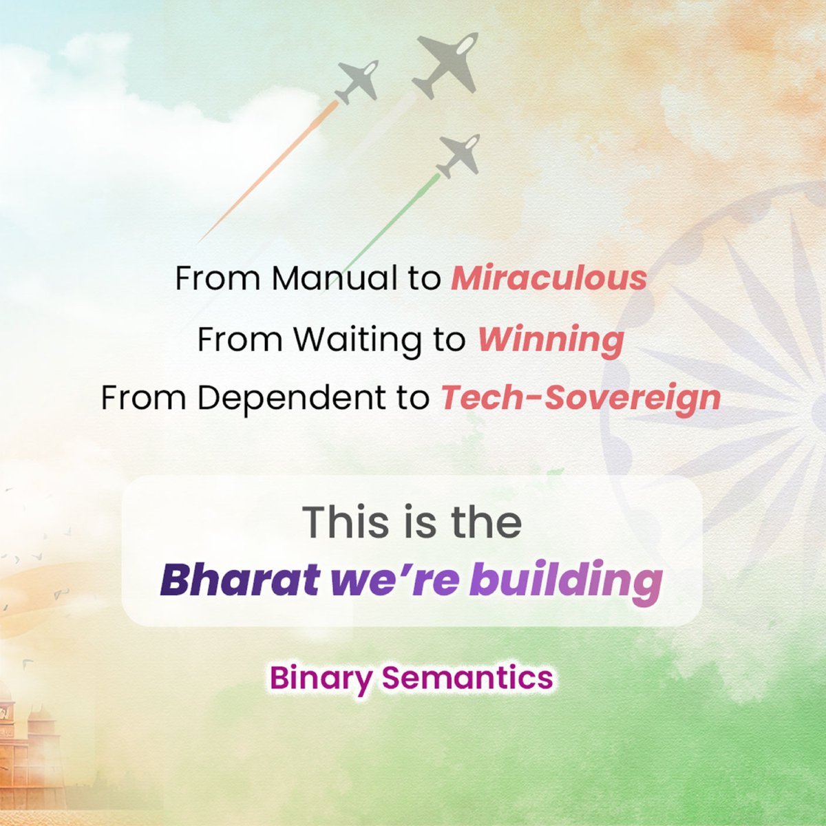 BinarySemantic's tweet image. In just a few decades, we’ve moved from queues, clutter, and manual toil to intelligent systems that work at the speed of thought.
This Independence Day, we celebrate our tech sovereignty — the freedom to innovate, automate, and accelerate.
Happy 79th Independence Day!