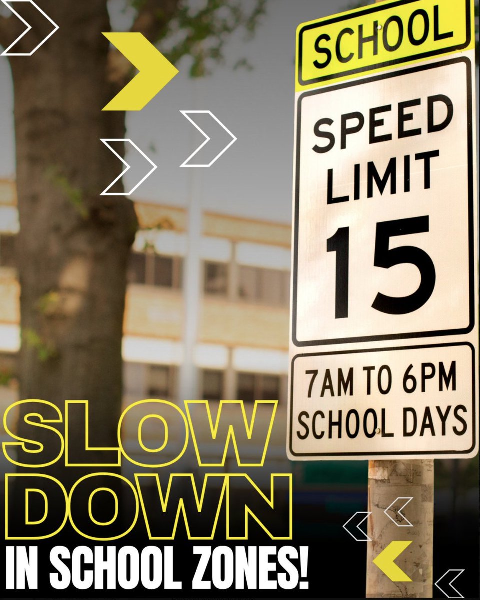 Kids are headed back to school and that means an increase in traffic from school buses 🚌, pedestrians 🚶‍♀, and cyclists. 🚴

⚠️ Keep them SAFE – slow down in school zones. ⚠️