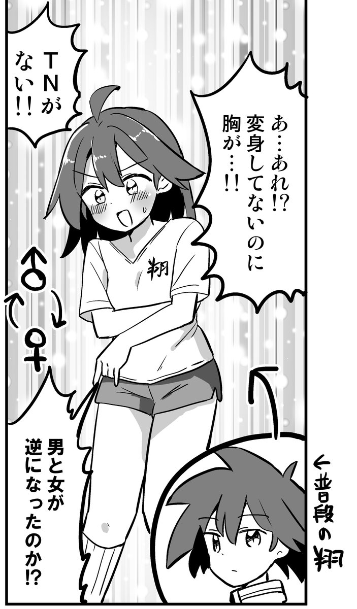 夏コミ　C106にて、本をどれでもご購入いただいた方に配る冊子漫画です
魔法少女翔vsTNTNとりつけマン
魔法少女に変身してる状態で付けられたら、変身解除すると何故か女の子に!?
スペースは二日目　東　マ‐49b　となります