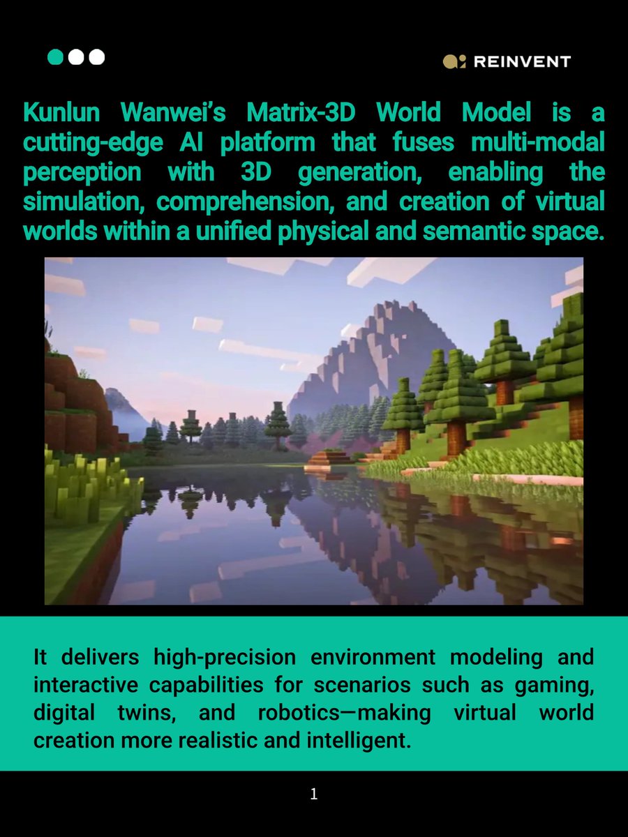 AI_Reinvent's tweet image. Meet Matrix-3D — Kunlun Wanwei’s breakthrough AI world model that turns a single image into a fully explorable 3D world. Perfect for game devs, filmmakers & VR/AR creators who need immersive environments FAST. 🌍✨
#AI3D #worldmodel #Matrix3D #KunlunWanwei #AIforCreators