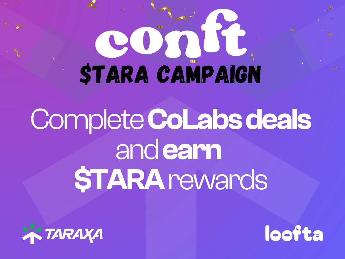 400,000 $TARA up for grabs on Loofta this month — are you ready ??🪄

A new Taraxa project just landed — explore it, complete deals, and stack $TARA rewards.

Powered by <a href="/ConftApp/">CoLabs</a>, the Web3 playground for creators &amp; communities:
🎨 Mint NFTs &amp; domains (CoNFT)
🔒 Verify your