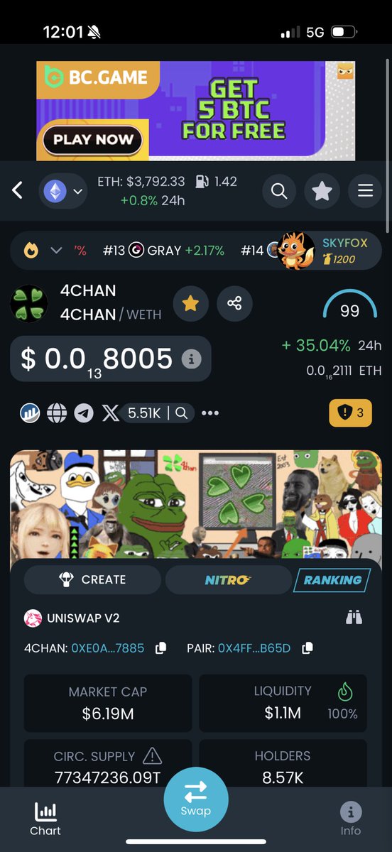 #4Chan outperforming $Shib $Doge $Pepe and all the major #Memecoin’s 👀🚀🚀

Low MC, more potential growht then all of those.

<a href="/4chantokenio/">4ChanToken</a> 🍀

0xe0A458BF4AcF353cB45e211281A334BB1d837885