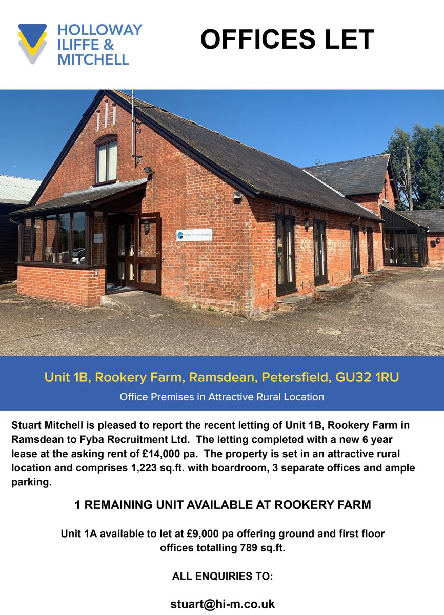 hi-m.co.uk (@solentsurveyors) on Twitter photo *** LETTING COMPLETE *** Located in stunning rural location!
One remaining unit available - all enquiries to: stuart@hi-m.co.uk
Full details here: hi-m.co.uk/properties/uni… *** LETTING COMPLETE *** Located in stunning rural location!
One remaining unit available - all enquiries to: stuart@hi-m.co.uk
Full details here: hi-m.co.uk/properties/uni…