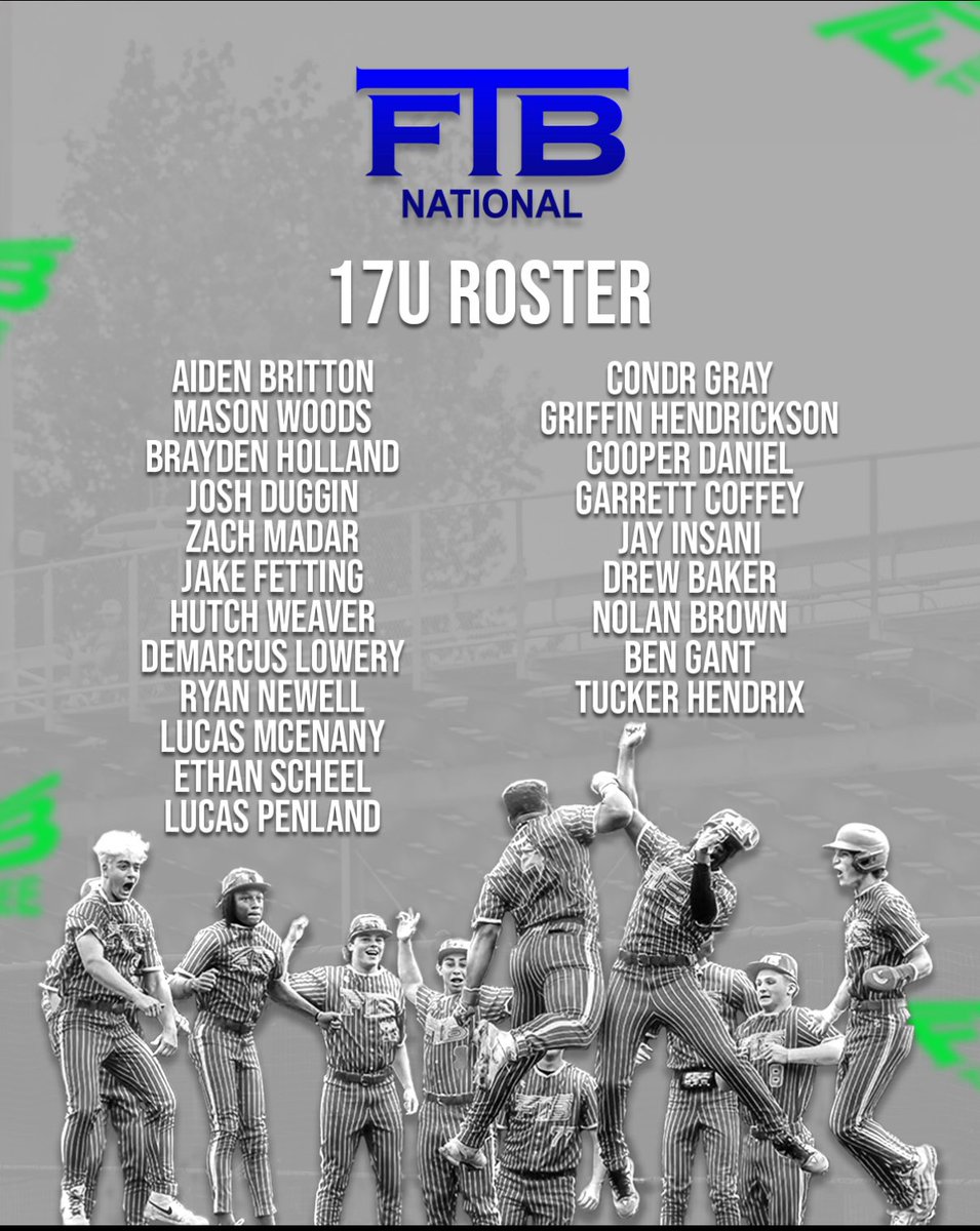 We are pumped to Introduce the 17U National Roster. This team is loaded with talent!

<a href="/AidenBritton10/">AidenBritton10</a> <a href="/Woods_Mason03/">Mason_Woods03</a> <a href="/BHolland2027/">Brayden Holland</a> <a href="/jwd8_/">Josh Duggin</a> <a href="/_zachmadar7/">Zach Madar</a> <a href="/jakefetting37/">Jake Fetting</a> <a href="/HutchWeave08/">Hutch Weaver</a> <a href="/djlowery27/">DeMarcus Lowery</a> <a href="/ryannewell2027/">Ryan Newell</a> <a href="/Lucas_McEnany/">Lucas T McEnany</a> <a href="/ethan_scheel/">Ethan Scheel</a> <a href="/Lucas_Penland08/">Lucas Penland</a> <a href="/ConorGray023/">Conor Gray</a>