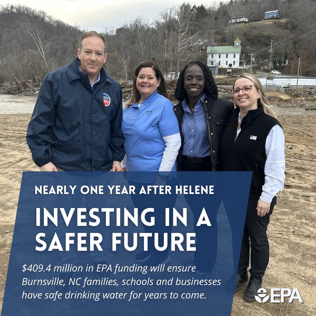 🚰 $409.4 Million to Rebuild Stronger in Burnsville, NC 🚰

When Hurricane Helene destroyed Burnsville’s raw water intake, it left homes, businesses, schools, and medical facilities without water.

Thanks to the EPA‘s $409.4 million grant to North Carolina, Mayor Russell Fox says