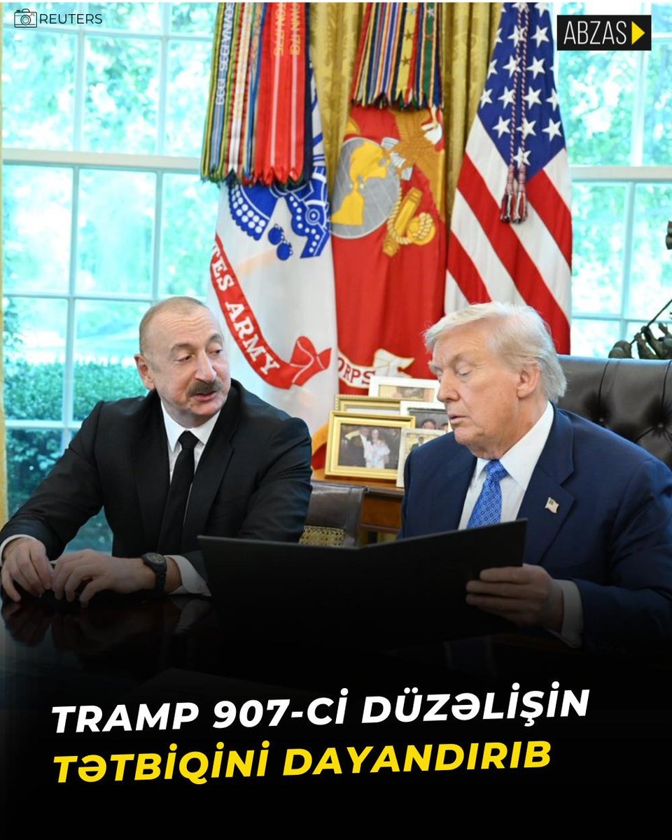 ABŞ Prezidenti Donald Tramp “Azadlığa Dəstək Aktı”nın Azərbaycanla bağlı 907-ci düzəlişinin fəaliyyətinin dayandırılması barədə memorandum imzalayıb. Sənəd ABŞ hökumətinin rəsmi nəşri “Federal Register”da dərc olunub.

Memoruma görə, 907-ci düzəlişin dayandırılması:
•ABŞ-nin