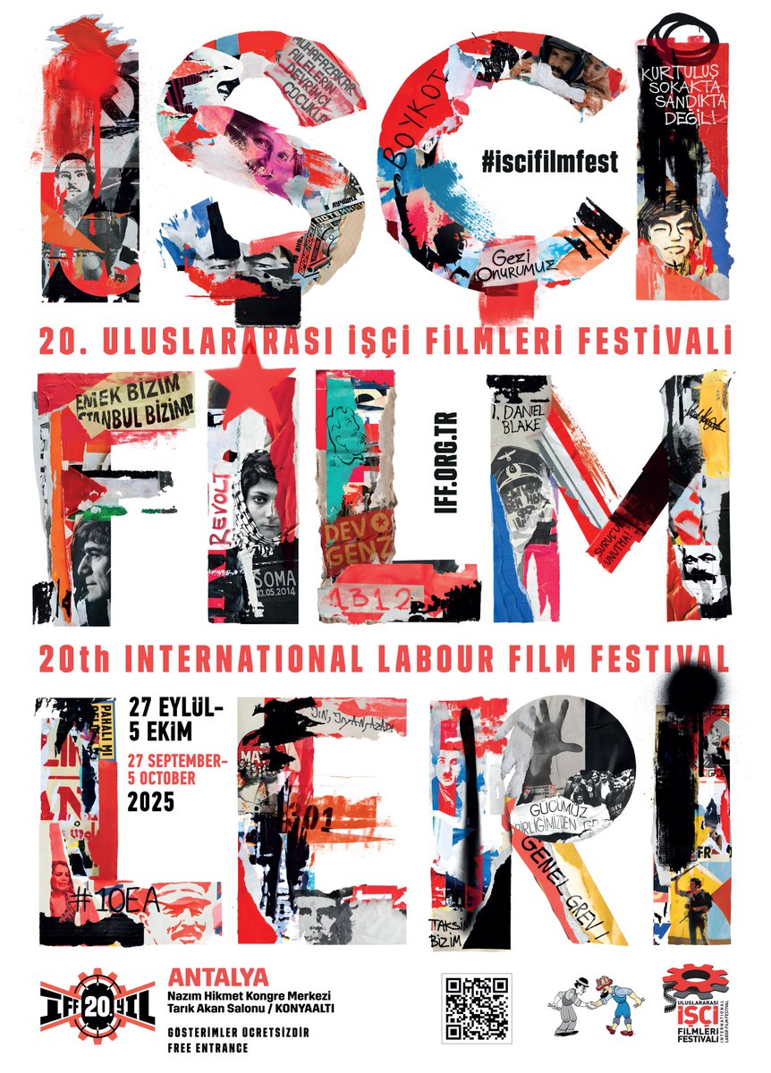 📽 20. Uluslararası İşçi Filmleri Festivali, Antalya'da seyirci ile buluşuyor 🌟

📌 Festival kapsamında gösterimlerimiz 27 Eylül - 5 Ekim tarihleri arasında olacak.

27 Eylül Cumartesi günü Nazım Hikmet Kültür Merkezi Tarık Akan Salonundaki açılış galamıza davetlisiniz🫂